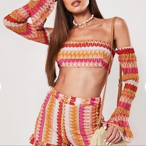 Multi color two piece short set